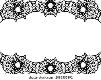 Beautiful monochrome vector background with black tribal border and white copy space