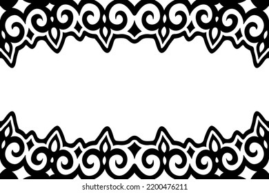 Beautiful monochrome vector background with black vintage tribal border and white copy space