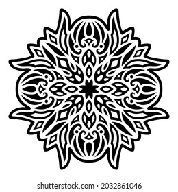 Beautiful monochrome vector illustration with abstract black tribal tattoo pattern isolated on the white background