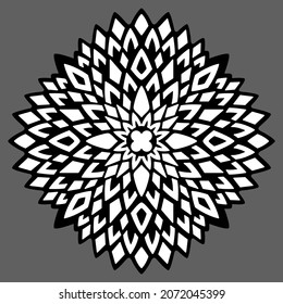 Beautiful monochrome vector illustration with abstract tribal black and white pattern isolated on the gray background