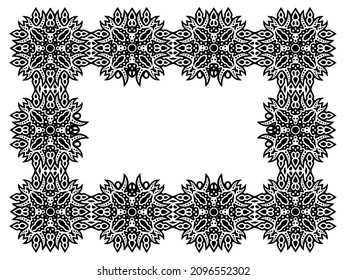 Beautiful monochrome vector illustration with abstract black tribal frame isolated on the white background
