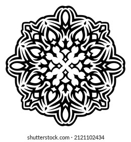 Beautiful monochrome vector illustration with abstract black tribal tattoo pattern isolated on the white background