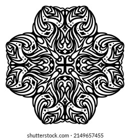 Hermosa ilustración vectorial monocromática con patrón cósmico vintage negro abstracto aislado en el fondo blanco