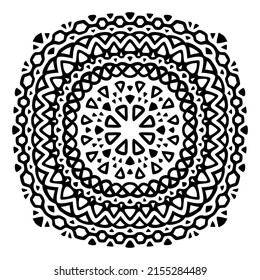 Beautiful monochrome vector illustration with abstract black tribal pattern isolated on the white background