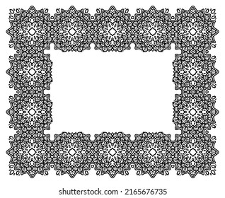 Beautiful monochrome vector illustration with abstract black oriental rectangle frame isolated on the white background