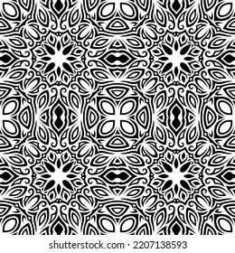 Beautiful monochrome vector illustration with abstract black square tribal seamless pattern on the white background