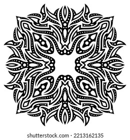 Beautiful monochrome vector illustration with abstract black vintage tribal single pattern isolated on the white background