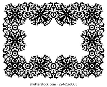 Beautiful monochrome vector illustration with abstract black tribal rectangle frame isolated on the white background