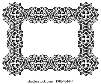 Hermosa ilustración vectorial monocromática con marco rectangular abstracto aislado y espacio de copia blanca