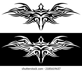 Beautiful monochrome vector illustration with isolated abstract fantasy tribal single pattern