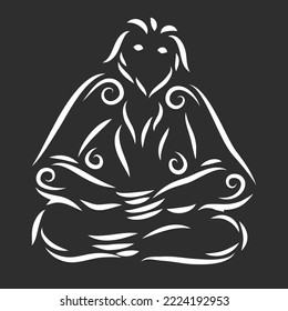 Beautiful monochrome vector illustration with white hand drawn sloth silhouette isolated on the gray background