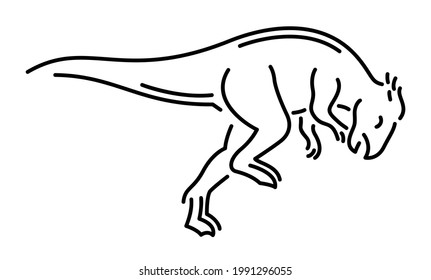 Beautiful monochrome vector linear illustration with stylized dinosaur silhouette isolated on the white background