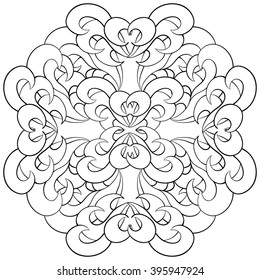 Beautiful monochrome vector  mandala Flower. Ornamental round floral object.