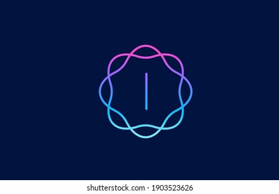 I beautiful monogram floral alphabet letter logo for company in blue and pink. Branding for corporate identity. Creative lettering design for business icon