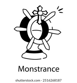 Um lindo ícone de monstrance em estilo doodle 