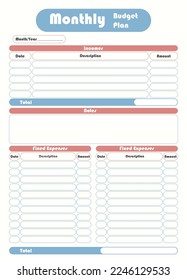Beautiful monthly budget plan template, bubbles design