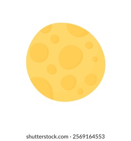 Beautiful moon drawn by hand in cartoon style on a white isolated background. Minimalistic full moon.