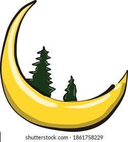 Beautiful moon, illustration, vector on white background.