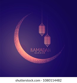 beautiful moon and lanterns design for ramadan kareem