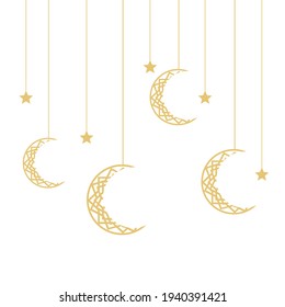 Hermosa luna con diseño de fondo estrella diseño vectorial de tarjeta de saludo ramadhan islámico.