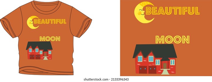 el color de fondo del diseño de las camisetas lunares hermosas es naranja y el color de las camisetas es un color naranja hermoso y hermoso diseño