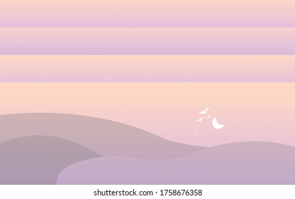 Beautiful moonlight landscape night view image illustration   