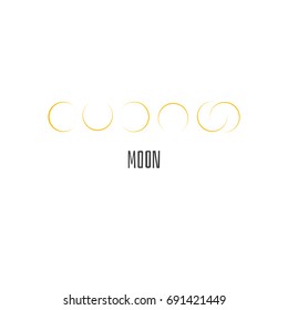 Beautiful moonlight logo. Yellow moons on a white background. Gentle cosmic silhouette sign, logotype. Moon, Crescent.