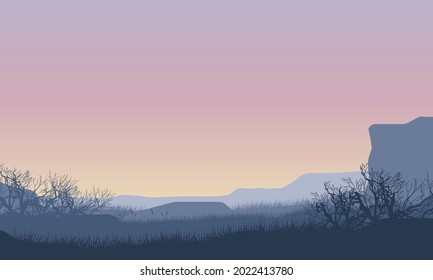 Beautiful morning sky with fantastic natural views from the countryside at sunrise. Vector illustration of a city