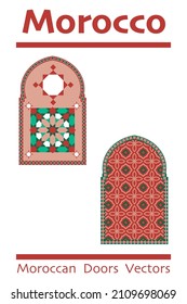 
Beautiful Moroccan Mosque Doors With Pattern Design and islamic geometry Vectors