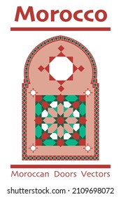 
Beautiful Moroccan Mosque Doors With Pattern Design and islamic geometry Vectors
