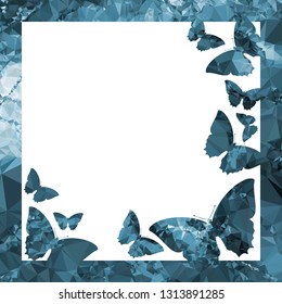 Beautiful mosaic background with butterflies. Decorative frame for text or photo.