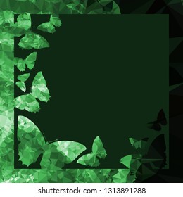 Beautiful mosaic background with butterflies. Decorative frame for text or photo.