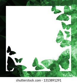 Beautiful mosaic background with butterflies. Decorative frame for text or photo.