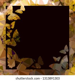 Beautiful mosaic background with butterflies. Decorative frame for text or photo.