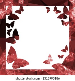 Beautiful mosaic background with butterflies. Decorative frame for text or photo.
