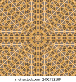 Beautiful mosaic endless ornament vector composition. Cute curtain print. Stylized geometrical pattern. Islamic folk motif. Royal background.