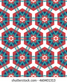 beautiful mosaic flat abstract multicolored geometric ornament for Wallpaper, textiles, ceramics. Seamless ceramic pattern on light background. Positive emotions.