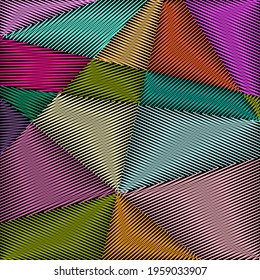 A Beautiful mosaic geometric scribble abstract texture orange yellow red green and blue color
