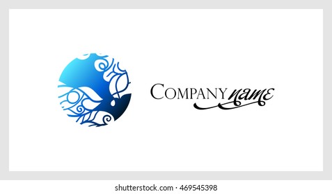 Beautiful mosaic lace logo in stamp style. Stencil abstract monogram