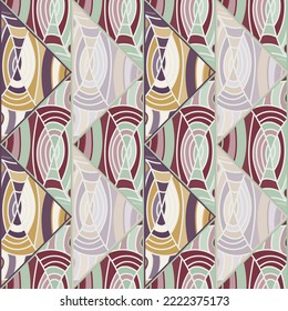 beautiful mosaic of lines seamless pattern in dodle style. Hand drawn abstract vintage ornament. Decorative design for fabric, textile print, wrapping paper, cover. Vector illustration