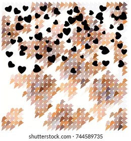 Beautiful mosaic pattern with black hearts. Vector illustration for decoration of holidays, postcards, posters, websites, carnivals, birthday and children's parties. Modern Hipster style