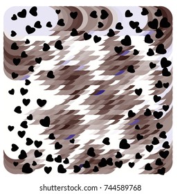 Beautiful mosaic pattern with black hearts. Vector illustration for decoration of holidays, postcards, posters, websites, carnivals, birthday and children's parties. Modern Hipster style
