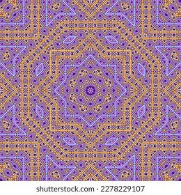 Beautiful mosaic periodic pattern graphic design. Cute curtain print. Stylized mosaic background. Tunisian ethnic motif. Decor elements.