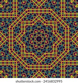 Beautiful mosaic repeated pattern graphic design. Trendy wrapping motif. Stylized mosaic texture. Majolica ethnic design. Royal background.