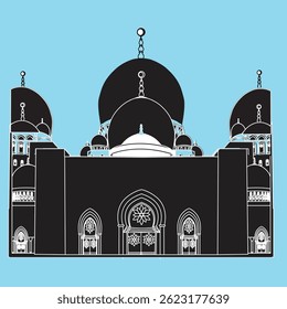 "Beautiful mosque architecture with intricate details and a serene atmosphere, capturing Islamic cultural and religious heritage."