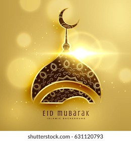 beautiful mosque design for islamic eid festival with golden decoration