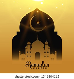 beautiful mosque with falling light, ramadan kareem background