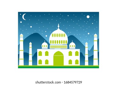 beautiful mosque icon for ramadhan eid mubarak