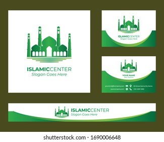 Beautiful mosque logo, business cards and web header