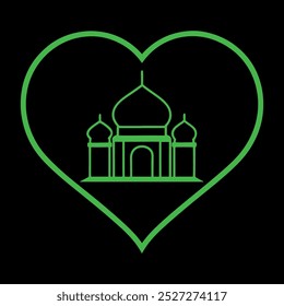 Beautiful Mosque Love Sign Design